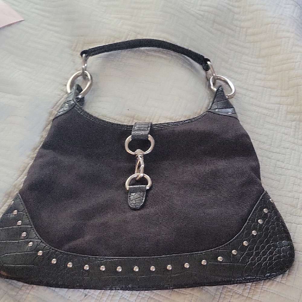 The Limited Black Hobo Bag with Silver Hardware